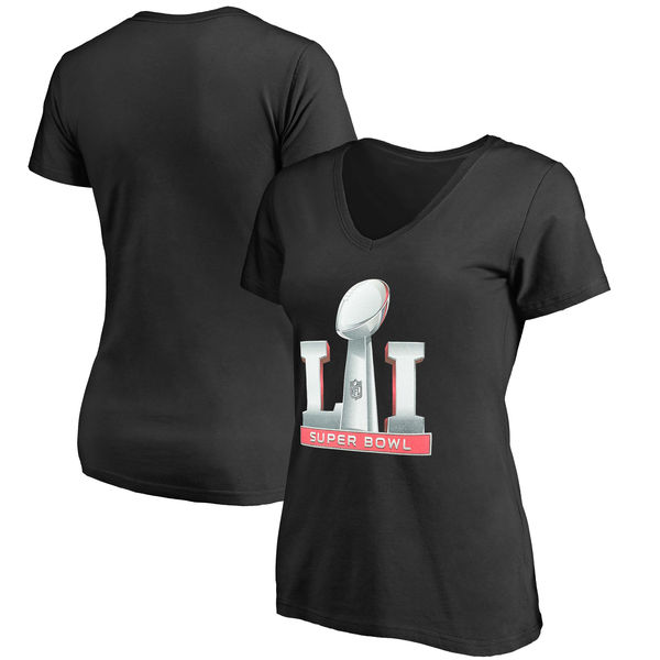 Super Bowl LI Pro Line by Fanatics Branded Women's Primary Logo V-Neck T-Shirt - Black